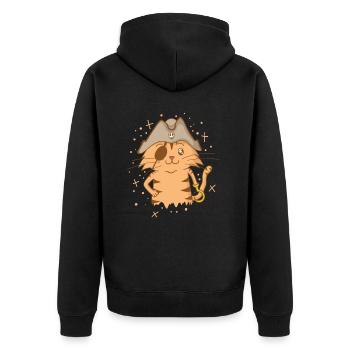 Pirate Cat with Pirate Hat Eye Patch Hook - Unisex Premium Organic Zip Hoodie - black - Back - Nico (187cm)