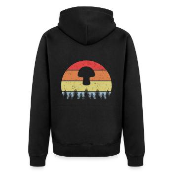 Mushroom Mushroom Mushroom Mushroom Search Retro Vintage Design - Unisex Premium Organic Zip Hoodie - black - Back - Nico (187cm)