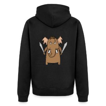 Mammut mit Schwert - Unisex Premium Bio Zip Hoodie - Schwarz - Hinten - Nico (187cm)