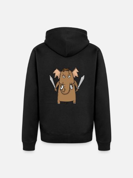 Mammoth with sword - Unisex Premium Organic Zip Hoodie - black