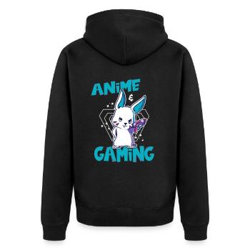 Cool anime and gaming design for gamers - Unisex Premium Organic Zip Hoodie - black - Back - Nico (187cm)