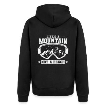 Snowboard Life’s A Mountain Not A Beach - Veste à capuche bio Premium Unisexe - noir - Dos - Nico (187cm)