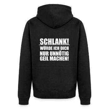 Frecher Selbstbewusstsein Spruch Für Humorvolle - Unisex Premium Bio Zip Hoodie - Schwarz - Hinten - Nico (187cm)