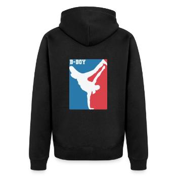 Breakdance B-Boy Hip-Hop und Funk - Unisex Premium Bio Zip Hoodie - Schwarz - Hinten - Nico (187cm)