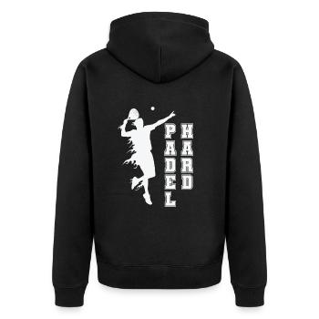 Padel Hard Tennis Sport et balle - Veste à capuche bio Premium Unisexe - noir - Dos - Nico (187cm)