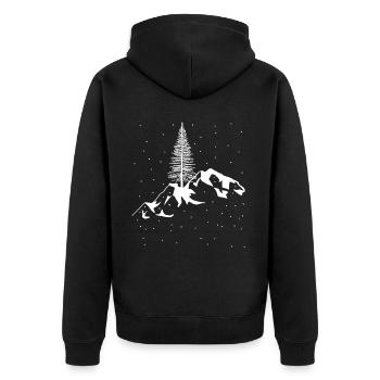 Berg Gebirge Schnee Schneefall Winter Xmas Gipfel - Unisex Premium Bio Zip Hoodie - Schwarz - Hinten - Nico (187cm)