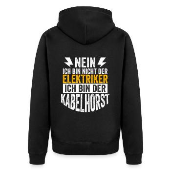 Nein Ich Bin Nicht Der Elektriker - Kabelhorst - Unisex Premium Bio Zip Hoodie - Schwarz - Hinten - Nico (187cm)