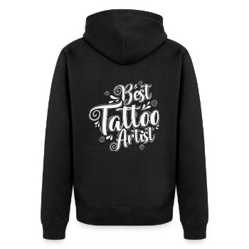 Best Tattoo Artist Tätowierung - Unisex Premium Bio Zip Hoodie - Schwarz - Hinten - Nico (187cm)