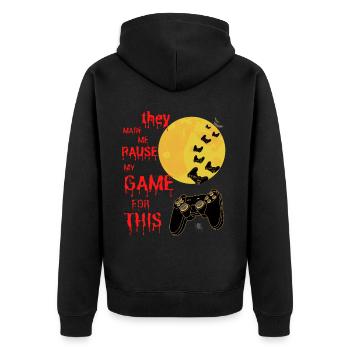 conception de joueurs d’Halloween. Maillot de nerd du jeu - Veste à capuche bio Premium Unisexe - noir - Dos - Nico (187cm)