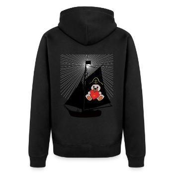 sailboat sailing sailor boat maritime Teddy Ahoy - Unisex Premium Organic Zip Hoodie - black - Back - Nico (187cm)