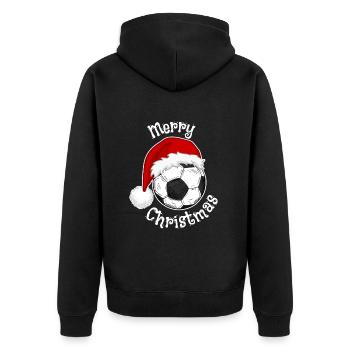 Fußballer Weihnachtsdesign Fußball Weihnachtsmütze - Unisex Premium Bio Zip Hoodie - Schwarz - Hinten - Nico (187cm)