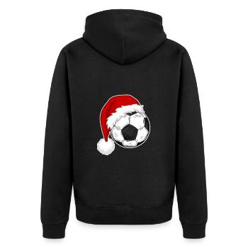 Weihnachten Fußballspieler Fußballfans - Unisex Premium Bio Zip Hoodie - Schwarz - Hinten - Nico (187cm)