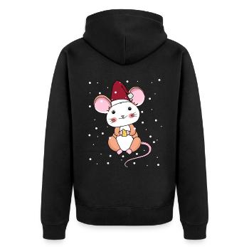 Xmas Child Mouse Snowflakes Christmas Christmas - Unisex Premium Organic Zip Hoodie - black - Back - Nico (187cm)