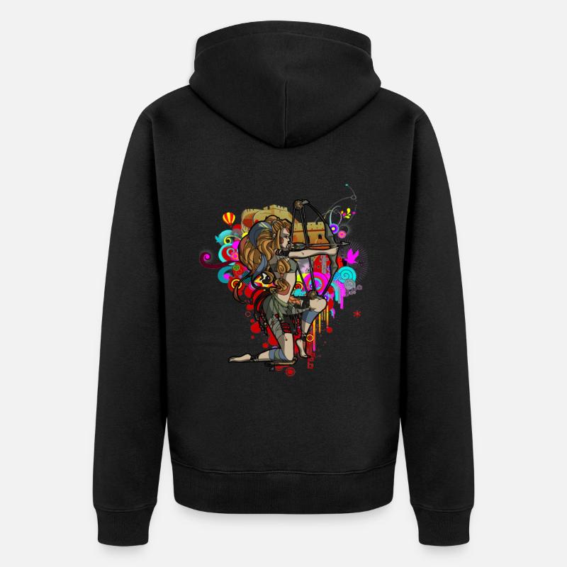 Bogenschießen - Unisex Premium Bio Zip Hoodie - Schwarz