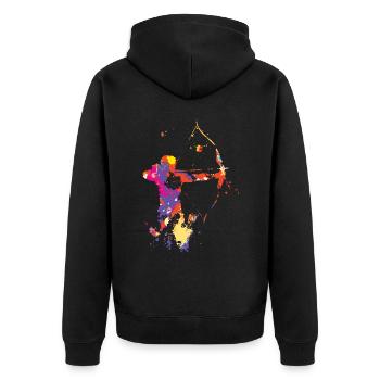 Archery - Unisex Premium Organic Zip Hoodie - black - Back - Nico (187cm)