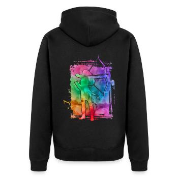 Archery - Unisex Premium Organic Zip Hoodie - black - Back - Nico (187cm)