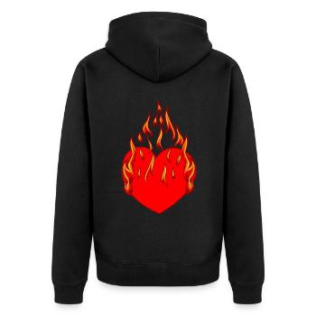 Coeur, Feu, Flamme, Enfer, Amour, Amour, Relation, - Veste à capuche bio Premium Unisexe - noir - Dos - Nico (187cm)