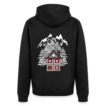Forest House Hut Winter Fir Trees Romantic - Unisex Premium Organic Zip Hoodie - black - Back - Nico (187cm)