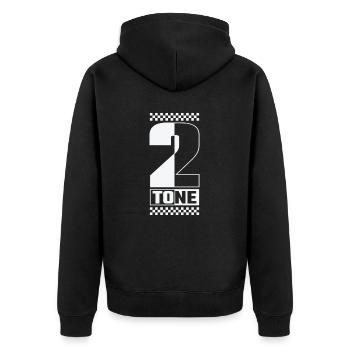 Ska Musik 2-Tone Swing Jazz Musikstil - Unisex Premium Bio Zip Hoodie - Schwarz - Hinten - Nico (187cm)