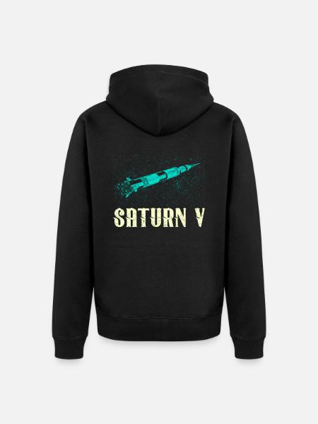 Saturn V Rocket - Unisex Premium Organic Zip Hoodie - black