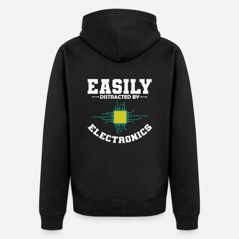Easily Distracted By Electronics Profession - Unisex Premium Organic Zip Hoodie - black