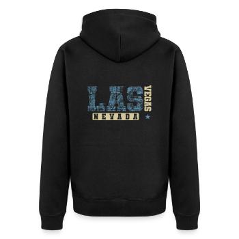 Las Vegas Nevada Bundesstaat Amerika USA - Unisex Premium Bio Zip Hoodie - Schwarz - Hinten - Nico (187cm)