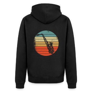 Musique de saxophone bande de saxophone rétro musiciens - Veste à capuche bio Premium Unisexe - noir - Dos - Nico (187cm)