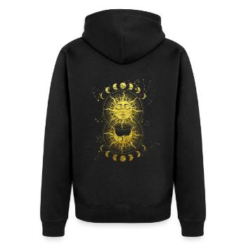 Phases spirituelles du Soleil et de la Lune Occultes - Veste à capuche bio Premium Unisexe - noir - Dos - Nico (187cm)