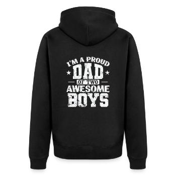 Papa I'm a proud Dad of 2 awesome Boys - Unisex Premium Organic Zip Hoodie - black - Back - Nico (187cm)