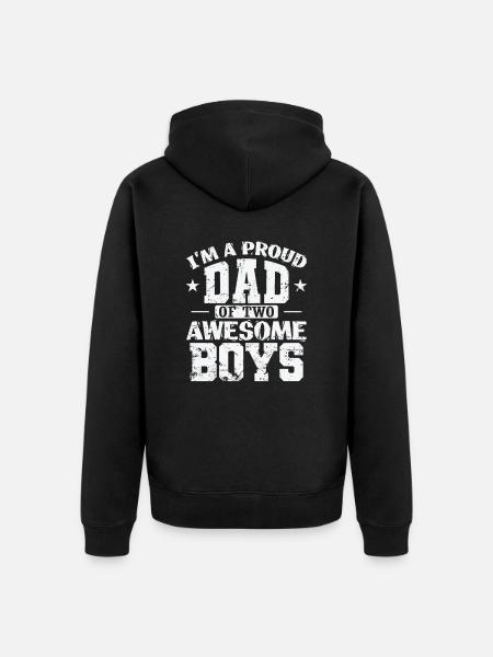 Pappa, jeg er en stolt pappa til 2 fantastiske gutter - Premium økologisk unisex-hettejakke - svart
