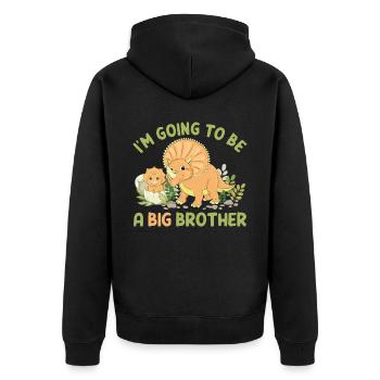 Triceratops Dino « Je vais être un grand frère » - Veste à capuche bio Premium Unisexe - noir - Dos - Nico (187cm)