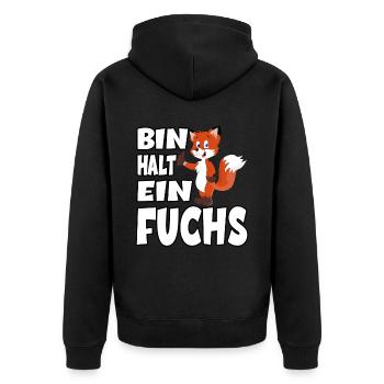 Ich Bin Halt Ein Fuchs für einen Fuchsliebhaber - Unisex Premium Bio Zip Hoodie - Schwarz - Hinten - Nico (187cm)