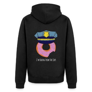 Polizei Humor Donut Polizist Geschenk - Unisex Premium Bio Zip Hoodie - Schwarz - Hinten - Nico (187cm)