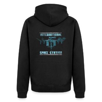 ISS - Internationale Raumstation - Unisex Premium Bio Zip Hoodie - Schwarz - Hinten - Nico (187cm)