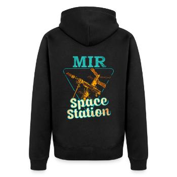 Mir Space Station - Unisex Premium Organic Zip Hoodie - black - Back - Nico (187cm)