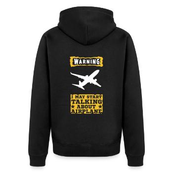 Pilot Flugzeug Flieger Piloten Fliegen Copilot - Unisex Premium Bio Zip Hoodie - Schwarz - Hinten - Nico (187cm)