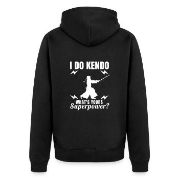 Kendo Martial Arts Kenjutsu Kendoka Samurai - Unisex Premium Organic Zip Hoodie - black - Back - Nico (187cm)