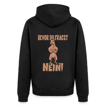Bevor Du Fragst NEIN Pferd - Unisex Premium Bio Zip Hoodie - Schwarz - Hinten - Nico (187cm)