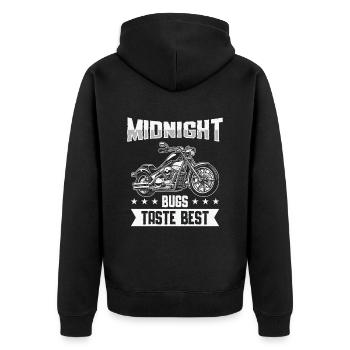 Biker Motorradfahrer Chopper Motorrad Rocker Moped - Unisex Premium Bio Zip Hoodie - Schwarz - Hinten - Nico (187cm)
