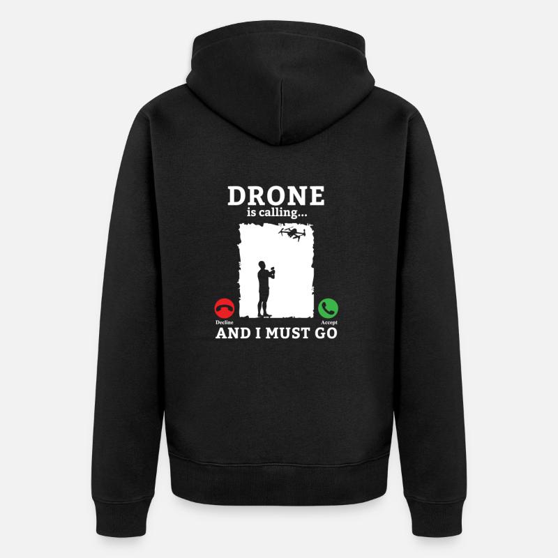 Drone Drone Drone Pilote Quadcopter - Veste à capuche bio Premium Unisexe - noir