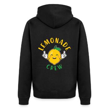 Lustiges Lemonade Crew Zitrone Design - Unisex Premium Bio Zip Hoodie - Schwarz - Hinten - Nico (187cm)