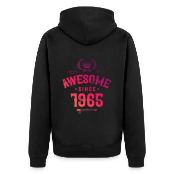 1965 awesome since - Unisex Premium Bio Zip Hoodie - Schwarz - Hinten - Nico (187cm)