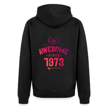1973 awesome since - Unisex Premium Bio Zip Hoodie - Schwarz - Hinten - Nico (187cm)