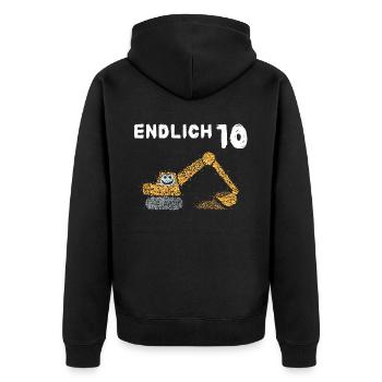 Endlich 10 Zehnter Geburtstag Bagger - Unisex Premium Bio Zip Hoodie - Schwarz - Hinten - Nico (187cm)