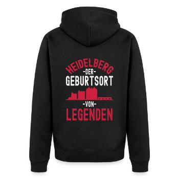 Heidelberg - Unisex Premium Bio Zip Hoodie - Schwarz - Hinten - Nico (187cm)