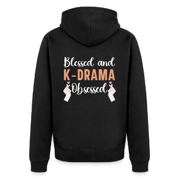 Béni et K-drama obsédé drame coréen Oppa - Veste à capuche bio Premium Unisexe - noir - Dos - Nico (187cm)