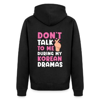 Ne me parlez pas pendant mes drames coréens K-Drama - Veste à capuche bio Premium Unisexe - noir - Dos - Nico (187cm)