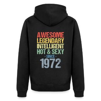 Né en 1972 Né en 1972 Anniversaire - Veste à capuche bio Premium Unisexe - noir - Dos - Nico (187cm)