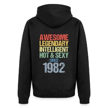 Born 1982 Born 1982 Birthday - Unisex Premium Organic Zip Hoodie - black - Back - Nico (187cm)