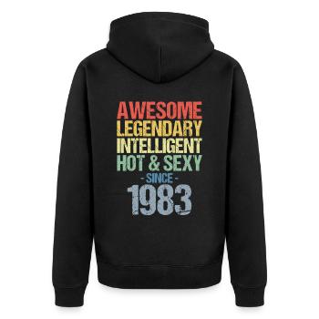 Né en 1983 Né en 1983 Anniversaire - Veste à capuche bio Premium Unisexe - noir - Dos - Nico (187cm)
